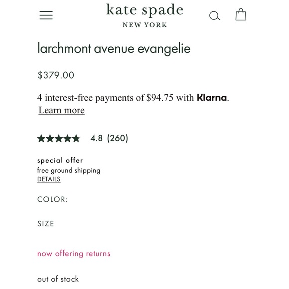 NWT Kate Spade Larchmont Ave. Evangelie - CUTE! - Picture 5 of 14